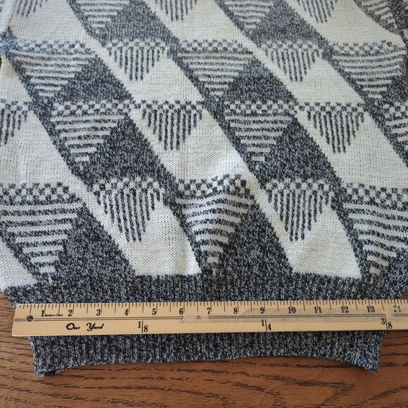Vintage‎ Peter England Geometric Pattern gray white Acrylic Wool Mens sweater L - Picture 11 of 14